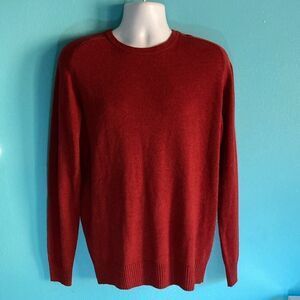 MUJI Mens Size L Wool & Yak Pullover Crewneck Knit Sweater in Burnt Red